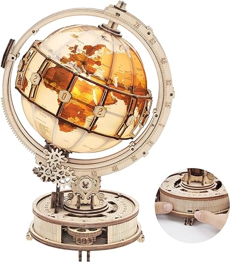 ROBOTIME 3D Houten Puzzel Lichtgevende Globe Bouwpakket voor Volwassen, Hout Modelbouw Gebouw Bouw Ambachten Kits Beste Festival Geschenken